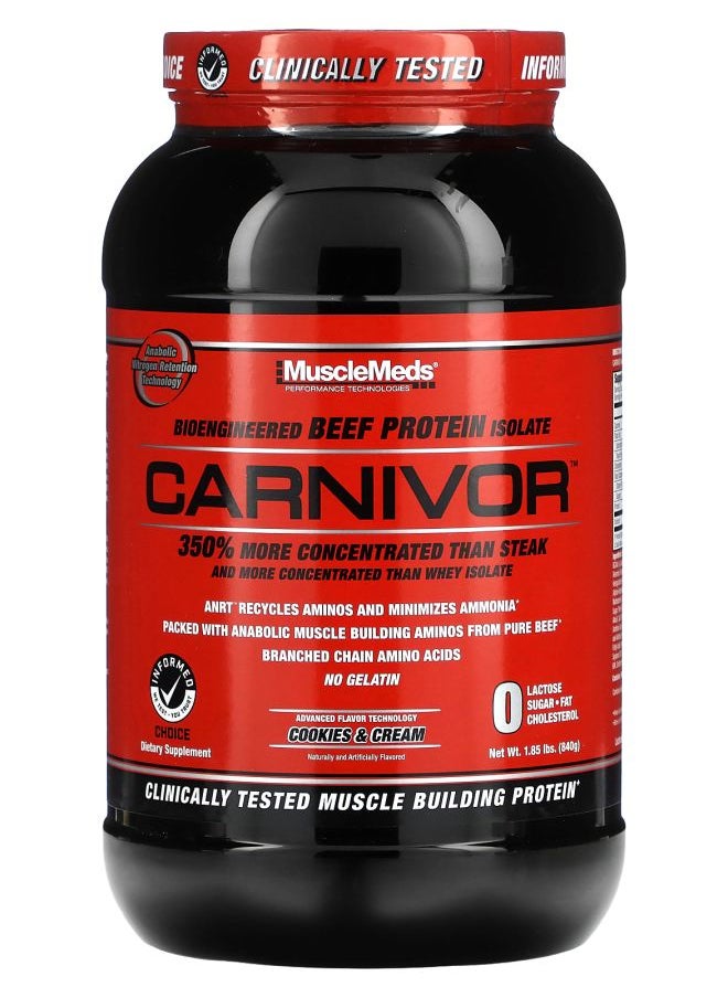MUSCLEMEDS Carnivor Bioengineered Beef Protein Isolate Cookies & Cream 1.85 lbs. (840 g) 