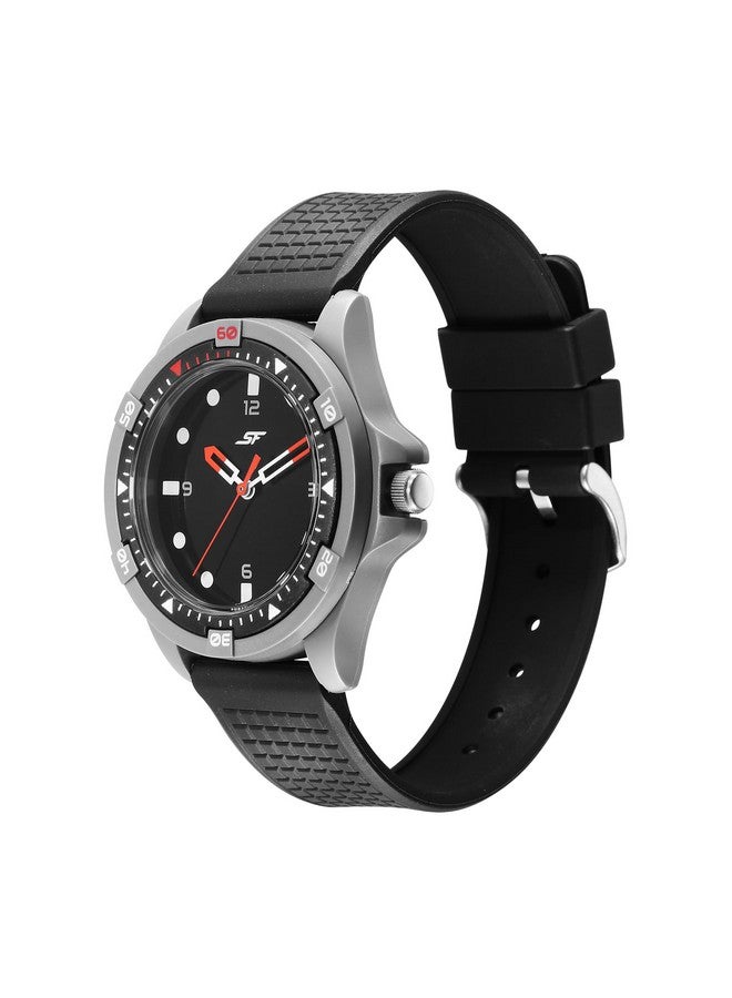 Sonata SF Sporty Black Dial Polyurethane Strap Watch for Men-7930PP23W - Image 2