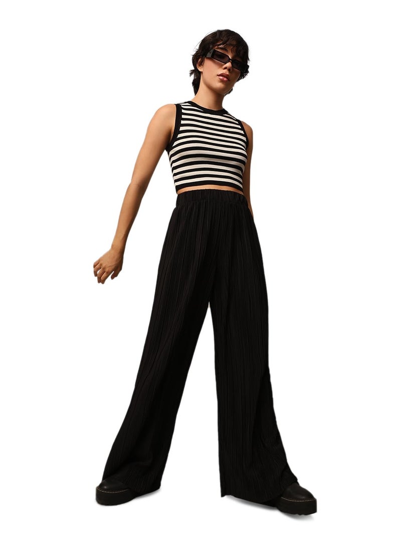 ONLY Women's Regular Fit High-Rise Black Pants - Image 2