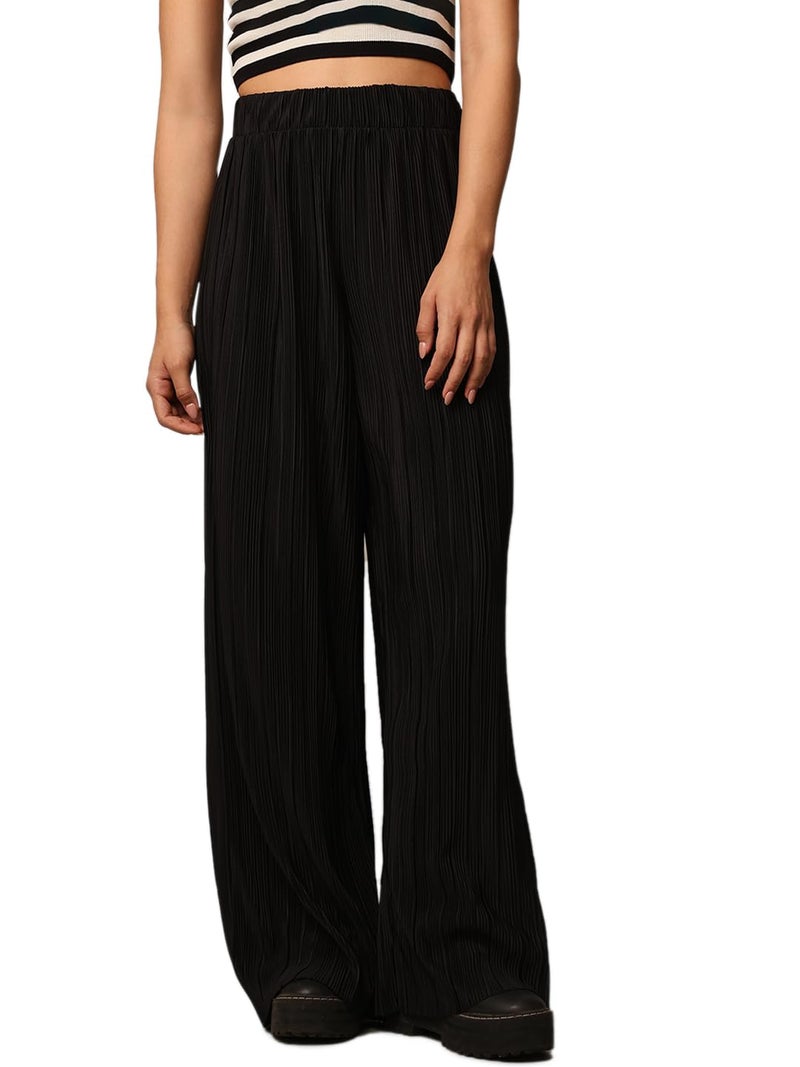 ONLY Women's Regular Fit High-Rise Black Pants - Image 3