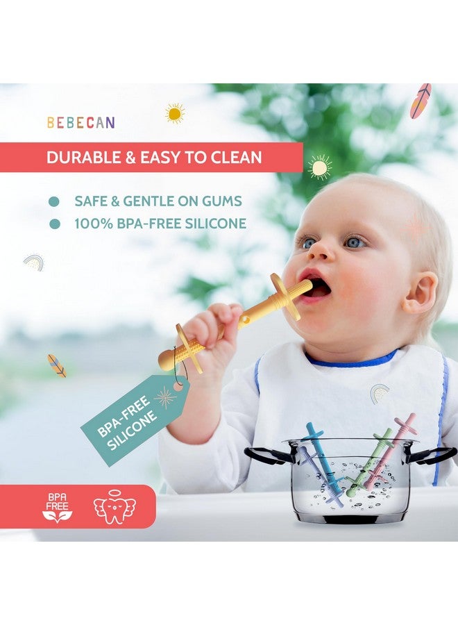 Bebecan Shielded Teething Tubes - Baby Teething Relief 0-36 Months, Anti-Choking Design, Clip-Attachable, BPA-Free Silicone, 5 Soft Tubes + 2 Teether Clips + 2 Brushes + Storage Bag - Image 5