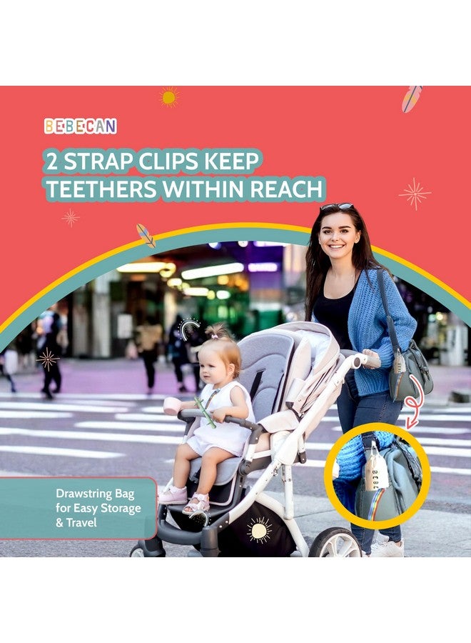 Bebecan Shielded Teething Tubes - Baby Teething Relief 0-36 Months, Anti-Choking Design, Clip-Attachable, BPA-Free Silicone, 5 Soft Tubes + 2 Teether Clips + 2 Brushes + Storage Bag - Image 4