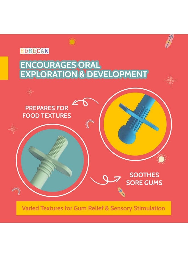 Bebecan Shielded Teething Tubes - Baby Teething Relief 0-36 Months, Anti-Choking Design, Clip-Attachable, BPA-Free Silicone, 5 Soft Tubes + 2 Teether Clips + 2 Brushes + Storage Bag - Image 3