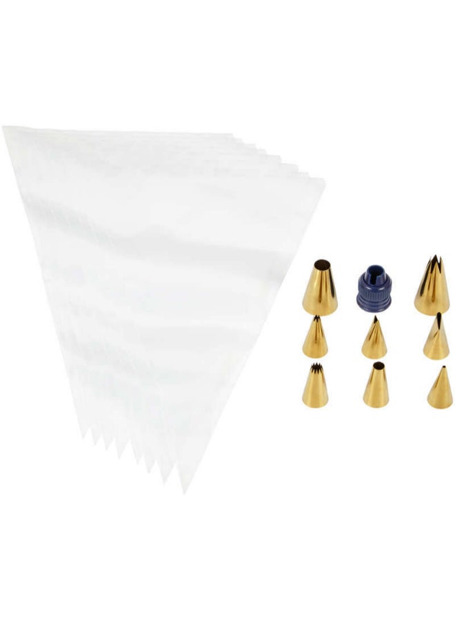 Wilton Navy Blue and Gold Piping Tips and Cake Decorating Supplies Set, 17-Piece - Image 4