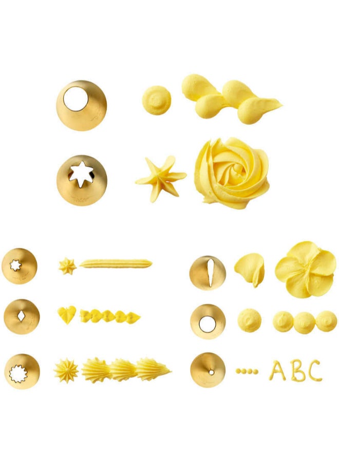 Wilton Navy Blue and Gold Piping Tips and Cake Decorating Supplies Set, 17-Piece - Image 2