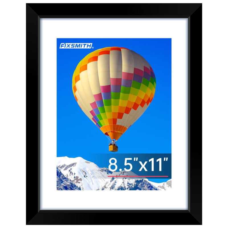 FIXSMITH 8.5x11 Picture Frame  Black Photo Frame with HD Plexiglass  Display Pictures 6x8 with Mat or 8.5x11 Without Mat  Picture Frames Collage for Tabletop or Wall Display  1 Pack - Image 1