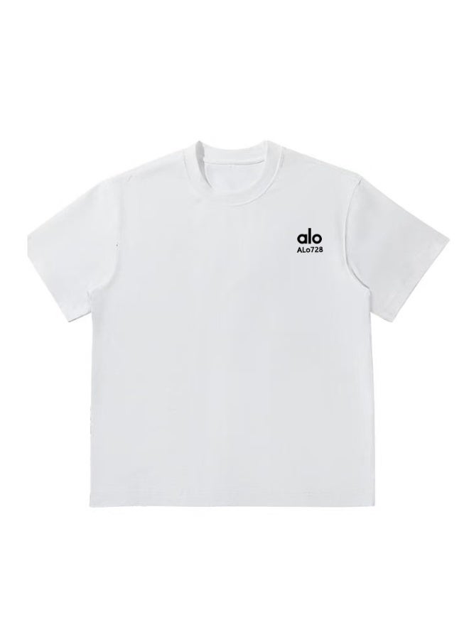 ALo728 300G heavy cotton T-shirt-loose short-sleeved T-shirt for men and women with the same paragraph, summer cotton leisure sports shirt, and the quality is preferred. - Image 5