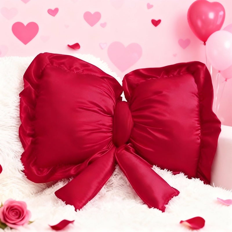 SmoothNovelty Red Bow Throw Pillow Large Decorative Soft Pillow 18 Inch x 16 Inch Coquette Room Decor Soft Bowknot Decorations for Cushion Bed Sofa Couch Home Decorations - Image 2