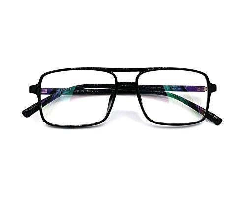Peter Jones Square Unisex Optical Frame with Anti Glare Lenses (DE704, Black, Medium) - Image 1