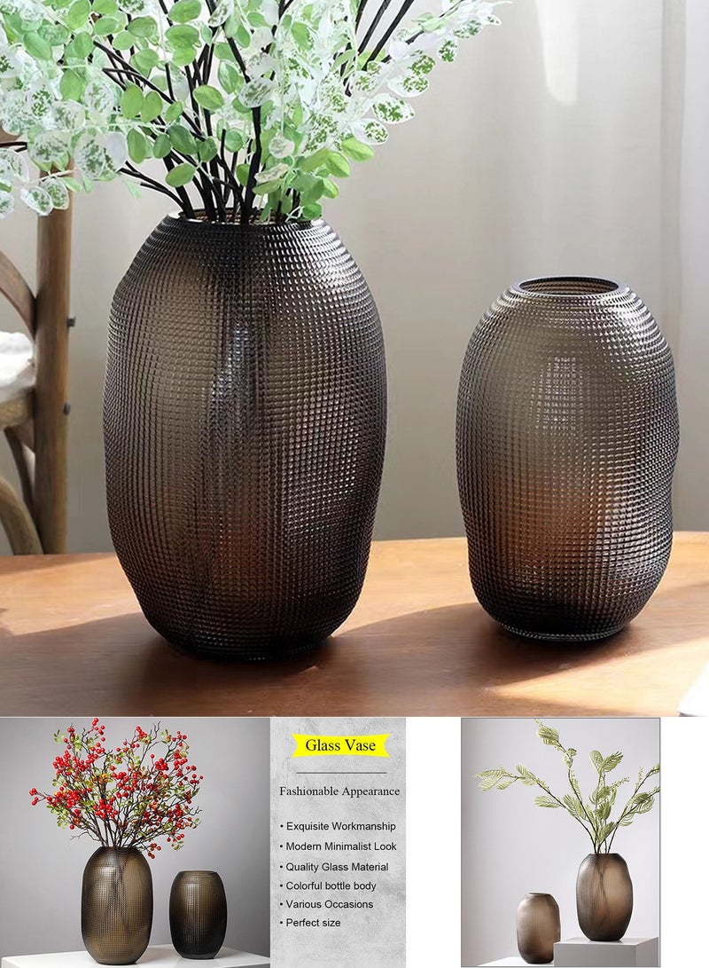 كوكيجو مزهرية زجاجية للزهور لديكور المنزل، مزهرية زهور زجاجية عصرية مزخرفة لترتيبات الزهور وحفلات الزفاف وغرفة المعيشة وديكور المنزل او المكتب (رمادي) - Image 4