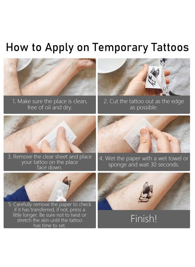 Dr.Pedi - Temporary Tattoos for Women 6 Pack Henna Tattoo Stickers for Adults Women & Girls Metallic Black Lace Body Art Large Big Arm - Image 1