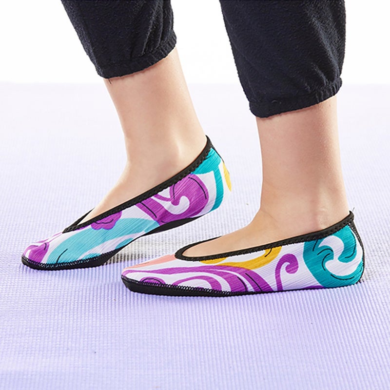 Nufoot Ballet Flats Fuzzies Women's Slippers, Foldable, Flexible Flat, Slipper Socks, Travel Slipper, Yoga Socks, House Shoes, Indoor Shoes, Swirl, Medium - Image 4
