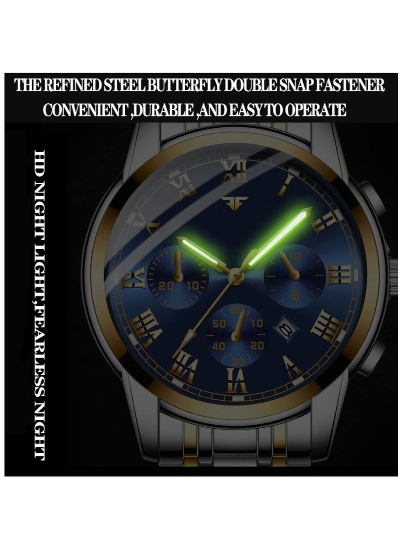 SYOSI Men's Wrist Watch, Waterproof LuxuryWatches, ELECDON Business Tourbillon Automatic Mechanical Watch Stainless Steel Calendar Luminous Pointer Waterproof Multifunction Wrist Watch.  - Image 4