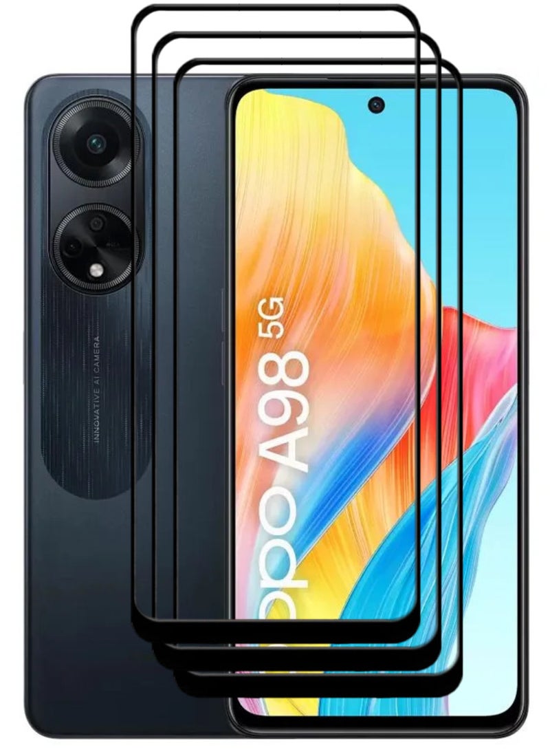 ACLIX 3 Pieces Antistatic ESD Dustproof Premium Quality High Definition Tempered Glass Screen Protector Designed For Oppo A98 - Image 1