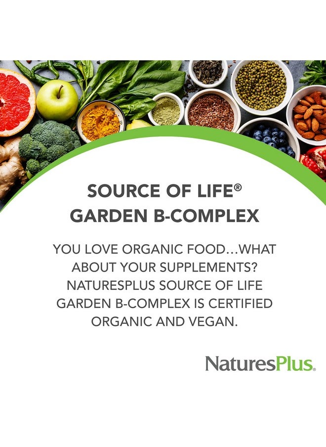 ناتشرز بلاس - Nature's Plus Source of Life Garden Certified Organic B Complex - 60 كبسولة نباتية - مكمل غذائي كامل من فيتامين ب، معزز للطاقة - نباتي، خالٍ من الجلوتين - 30 وجبة - Image 1