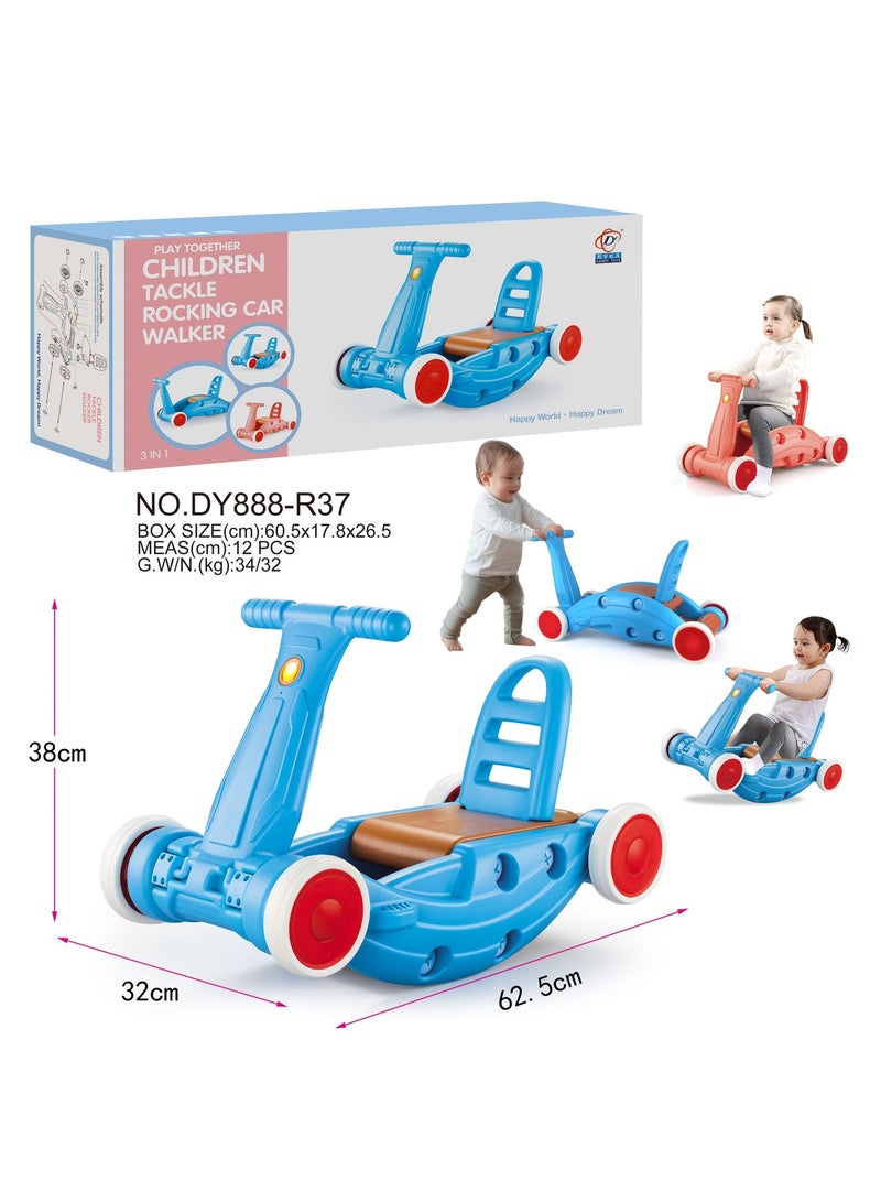 DOOKOO 3-in-1 Kids Rocking Horse u0026 Toddler Ride on Toy, Multifunctional Children Riding Toy, Slide Car for Kids, Baby Learning Walker with Interactive Features - Image 1