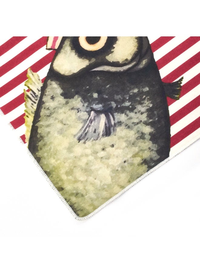 Biggdesign Washable Runner 60x130cm, Non-slip Bottom Carpet, Non-Shedding Area Mat, Polyester Anti-Bacterial Runner, Red Stripes Fish Design, Pet Friendly Runner Mat, Ideal for Interiors, Living Room, Hallway, Bedroom - Image 4