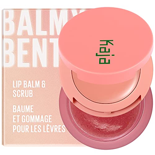 Kaja Lip Bento Balm + Scrub | with Coconut Oil, Coral Finish, Moisturize, Exfoliate, Smoothes Lips, Compact Travel Size, Strawberry RosÃ©, 0.4 Oz - Image 1