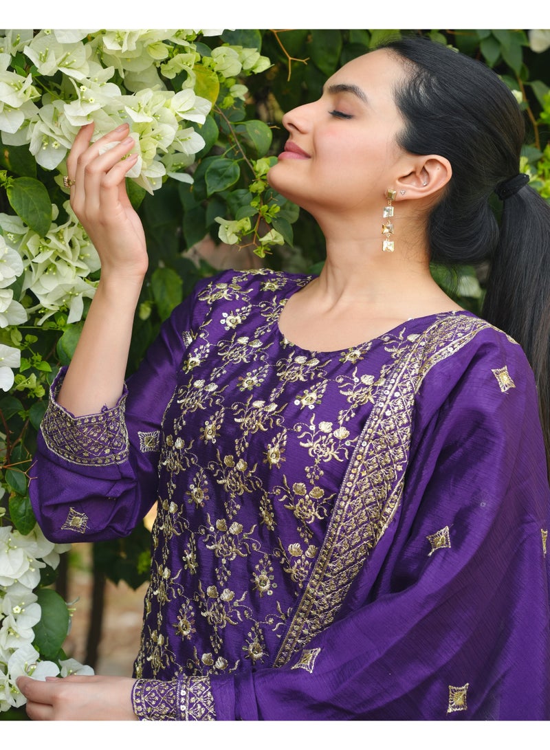 Super Asian Elegant Embroidered Sharara Set with Sequence Dupatta – Fully Stitched Beauty - Image 4