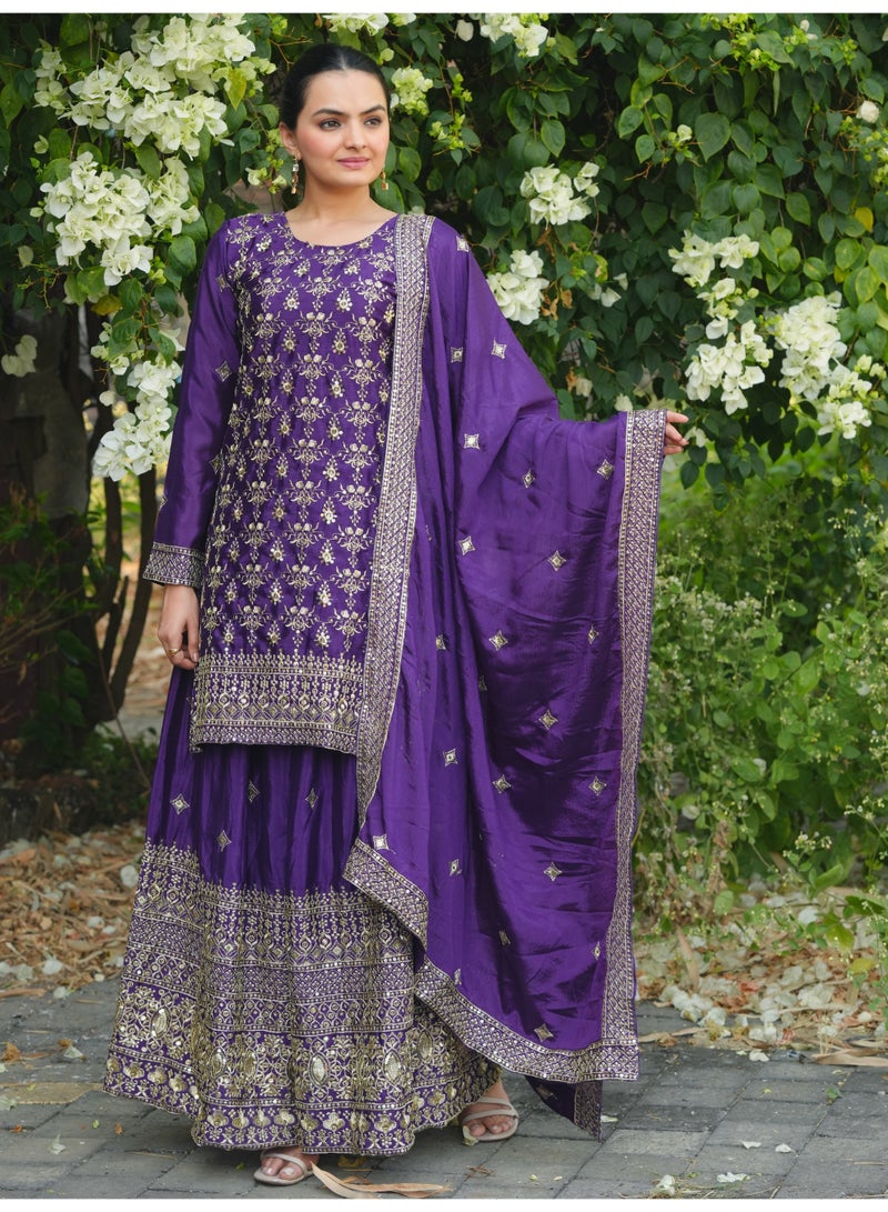 Super Asian Elegant Embroidered Sharara Set with Sequence Dupatta – Fully Stitched Beauty - Image 2
