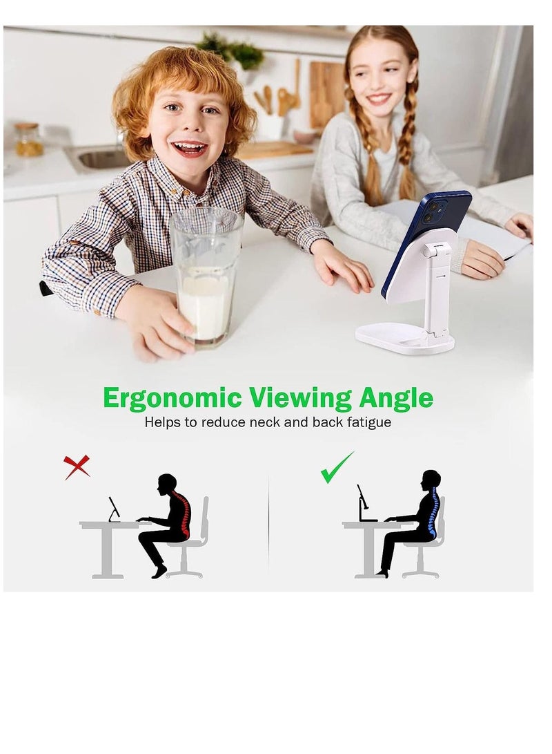 KASTWAVE Foldable Cell Phone Stand, Adjustable Phone Holder Ortable Cellphone Cradle Desktop Cradle Bracket Compatible with iPhone 14 13 12 Pro Max Mini and Mobile Phone Smartphone - Image 4