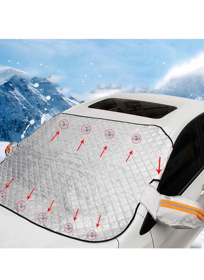 Generic - Windshield Snow Cover Car Windshield Cover for Ice and Snow 4-Layer Protection for Snow Ice UV and Frost Wiper Mirror Protector Windproof Sunshade Cover for Cars and Compact SUVs - Image 1