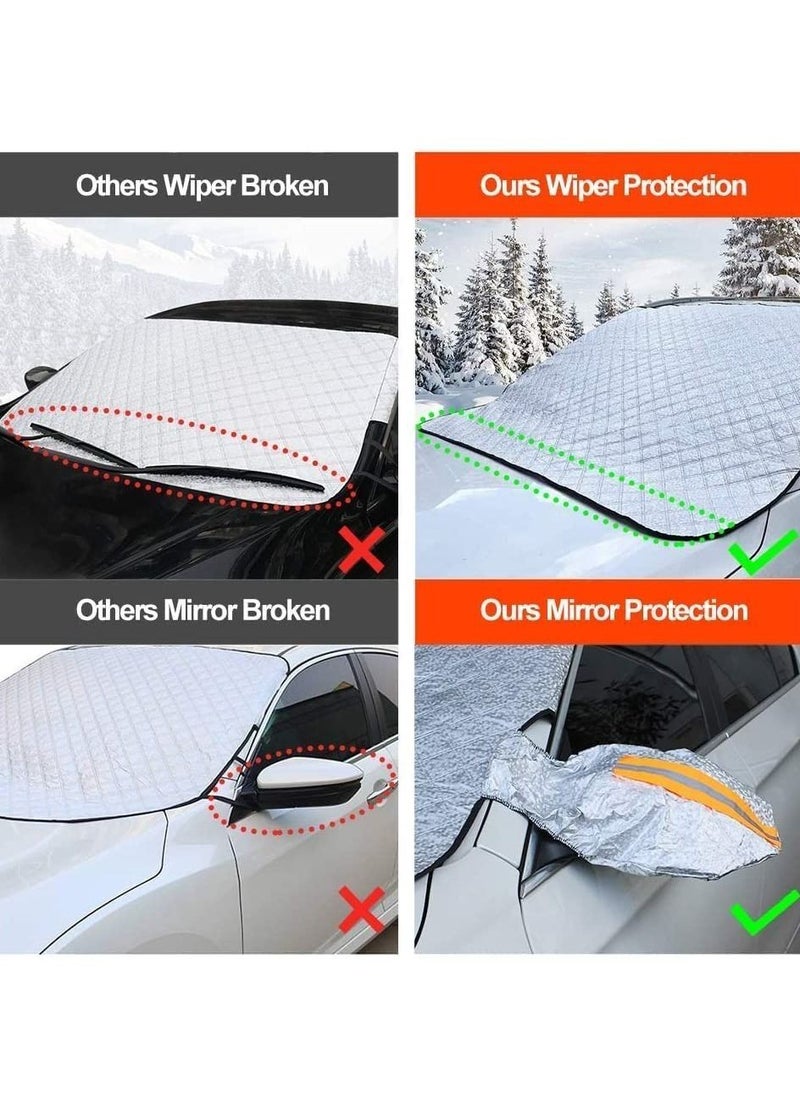 Generic - Windshield Snow Cover Car Windshield Cover for Ice and Snow 4-Layer Protection for Snow Ice UV and Frost Wiper Mirror Protector Windproof Sunshade Cover for Cars and Compact SUVs - Image 1