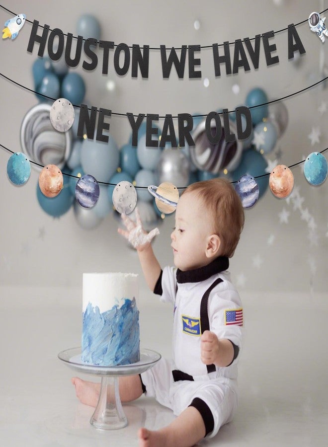 Vovii Houston We Have a One Year Old Banner for First Trip Around The Sun Birthday Decorations Party Supplies, Astronaut-themed Decorations for Boy One Year Old Birthday Decor - Image 4
