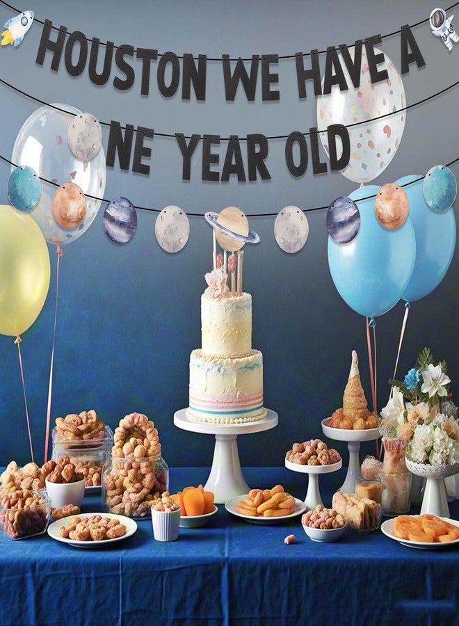 Vovii Houston We Have a One Year Old Banner for First Trip Around The Sun Birthday Decorations Party Supplies, Astronaut-themed Decorations for Boy One Year Old Birthday Decor - Image 5