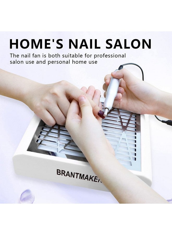 BRANTMAKER Nail Dust Collector With Brush And 2 Reusable Filters 60W Vacuum Dust Fan For Acrylic Nails (White) - Image 5