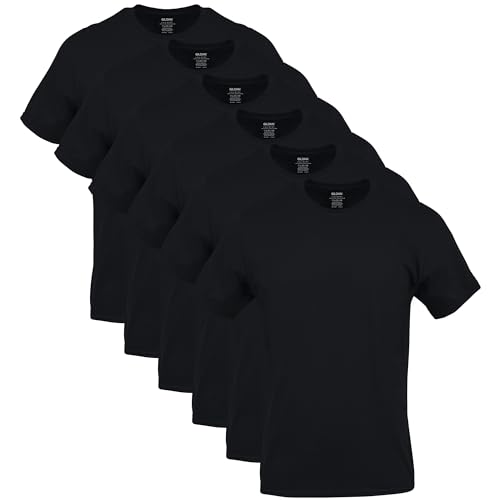 Gildan Men's Crew T-Shirts, Multipack, Style G1100, Black (6-Pack), Small - Image 1