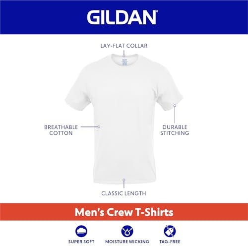 Gildan Men's Crew T-Shirts, Multipack, Style G1100, Black (6-Pack), Small - Image 2