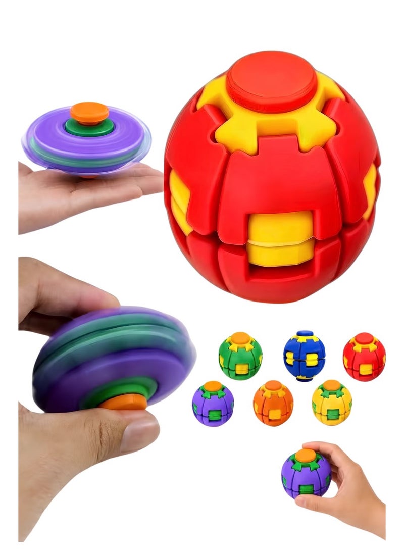 Pull & Spin Magnetic Fidget Top - Multi-Color Geometric Design - Random Color - Image 1