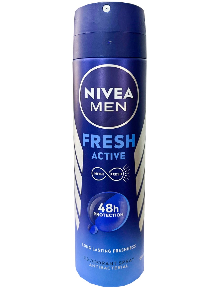 Nivea Antiperspirant Spray For Men 48h Protection Fresh Active 150 Ml - Image 1