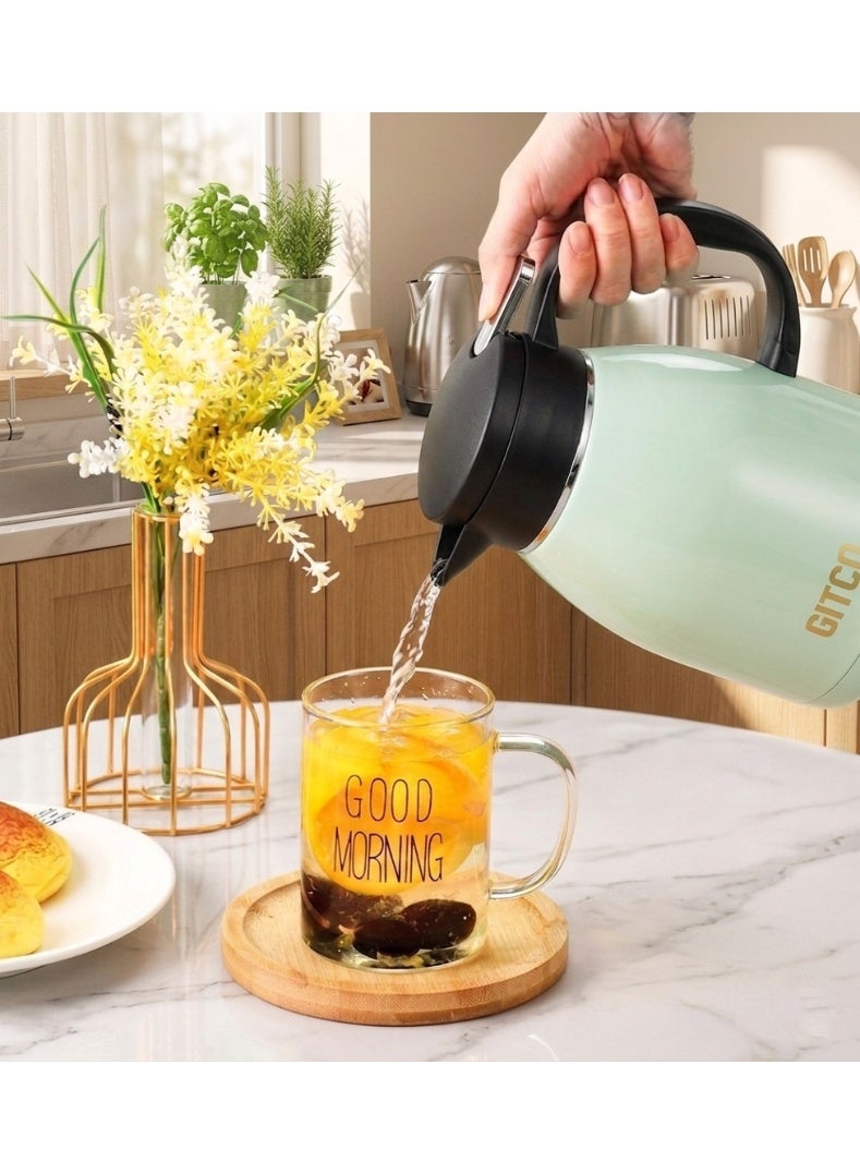 GITCO Stainless Steel Vacuum Insulated Flask 2.2L, Double Wall Thermal Beverage carafe, Leakproof Lid, Non-Slip Base, 12H Hot / 24H Cold Retention - Image 4