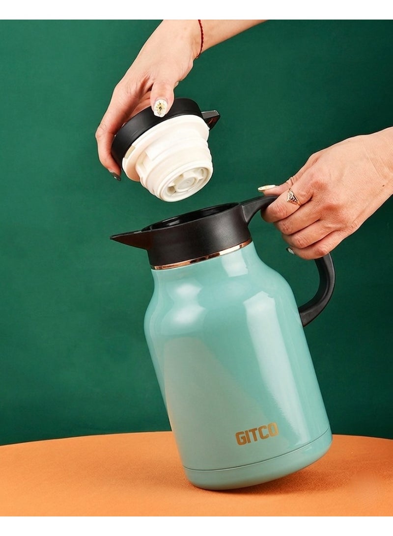 GITCO Stainless Steel Vacuum Insulated Flask 2.2L, Double Wall Thermal Beverage carafe, Leakproof Lid, Non-Slip Base, 12H Hot / 24H Cold Retention - Image 5