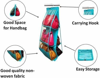 REPLEX PVC DustProof 6 Pocket Large Clear Purse Storage Holder Bag Closet Tidy Closet Organizer Wardrobe Rack Hanger Holder for Fashion Handbag Storage Ladies Large Clear Hand Bag Storage Organizer - Image 4