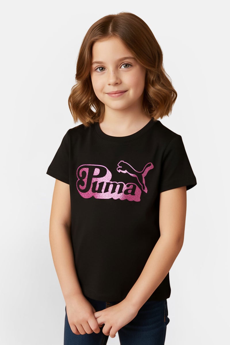 PUMA Kids Girl Crew Neck Short Sleeve Outdoor T-Shirt, Black - Image 1