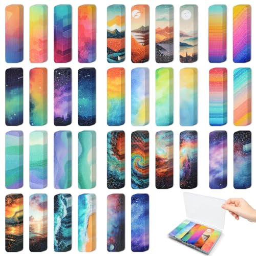 TOEMUR 72 Pieces Anxiety Sensory Stickers with Storage Box - Calming Stickers for ADHD - 2 Textured Surface Adhesives - Sensory Strips for Office & Classroom Desk Relieve Adult & Teen Stress - Image 1