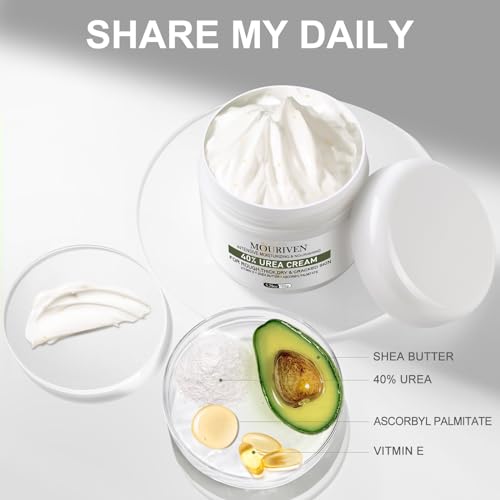 Mouriven Urea Cream 40 Percent Foot Hand Cream for Dry Cracked Heels Feet Knees Elbows and Hands Maximum Strength Urea Lotion for Softening and Moisturizing - Image 3