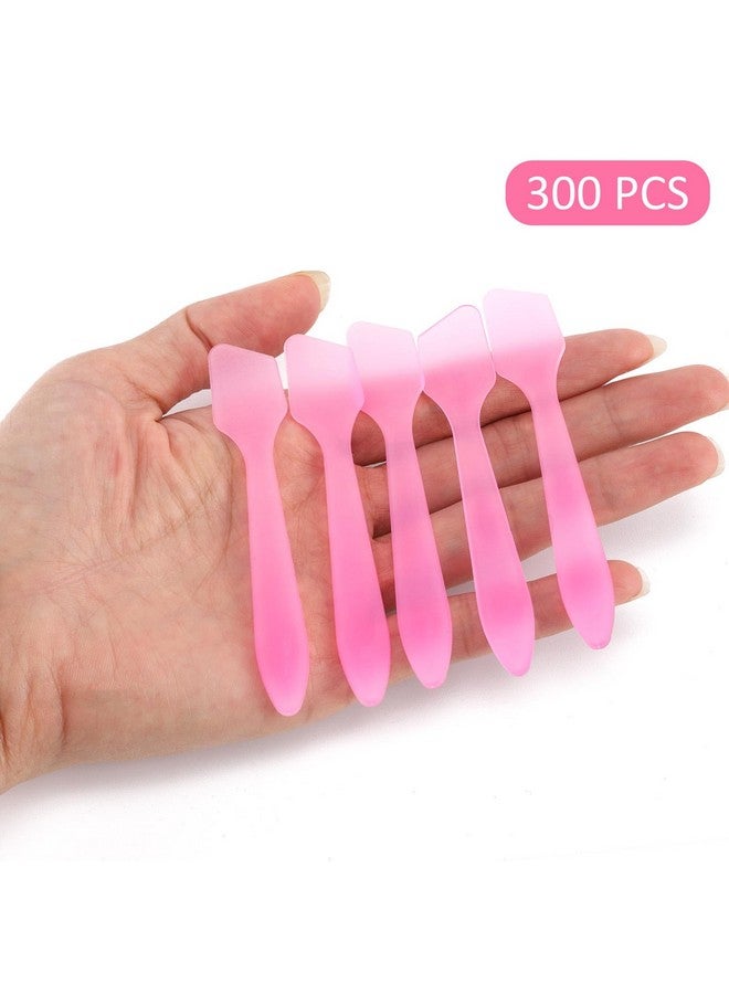 تي بيست ماكس 300 قطعة من ملاعق التجميل الصغيرة مقاس 3.2 بوصة × 0.6 بوصة، ملاعق بلاستيكية وردية اللون لكريمات الوجه والعناية بالبشرة - Image 2