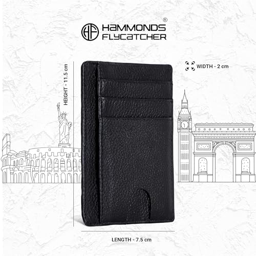 HAMMONDS FLYCATCHER Genuine Leather Card Holder for Men, Credit Card Holder, Slim Bi-Fold RFID Protected Credit Card Wallet for Men with 6 Card Slots, 1 Currency Slot, Metal Snap Button, Black - Image 5