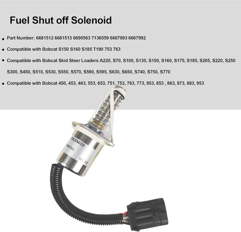 RABROPAR 12V Shut Off Solenoid 6681512 6681513 for Bobcat Skid Steer Loaders - Image 3
