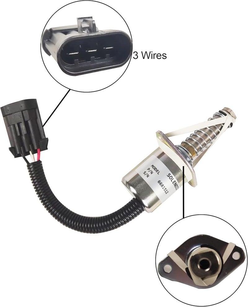 RABROPAR 12V Shut Off Solenoid 6681512 6681513 for Bobcat Skid Steer Loaders - Image 2