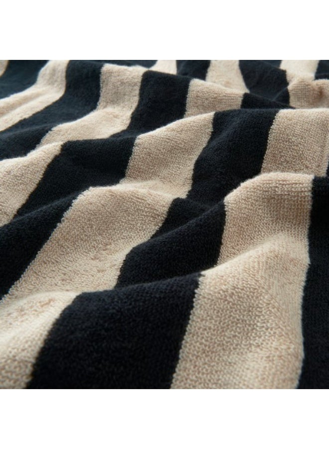 منشفة حمام، مخططة باللونين الأسود والبيج الفاتح، 70 × 140 سم - Image 2