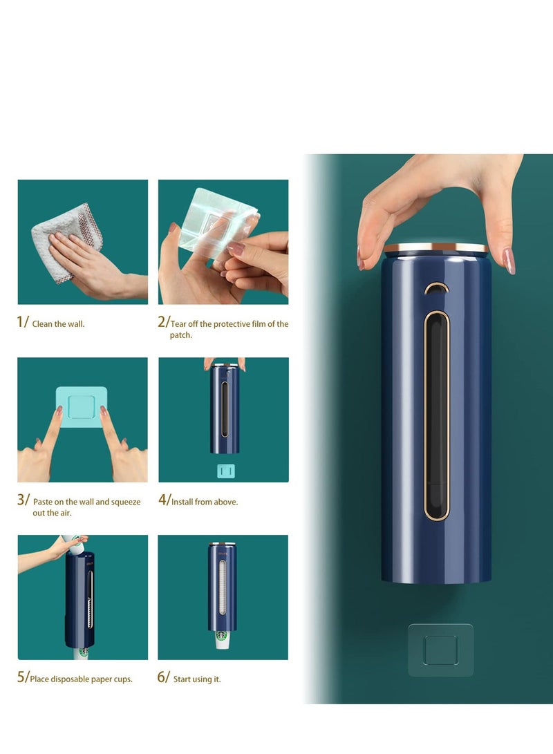 Cup Dispenser Wall Mounted Pull Type Water Cooler Cup Holder Fit 4oz 7oz Disposable Cups Water Cup Holder Dustproof Plastic for 45Pcs Disposable Paper Cups and Paper Cones blue - Image 4