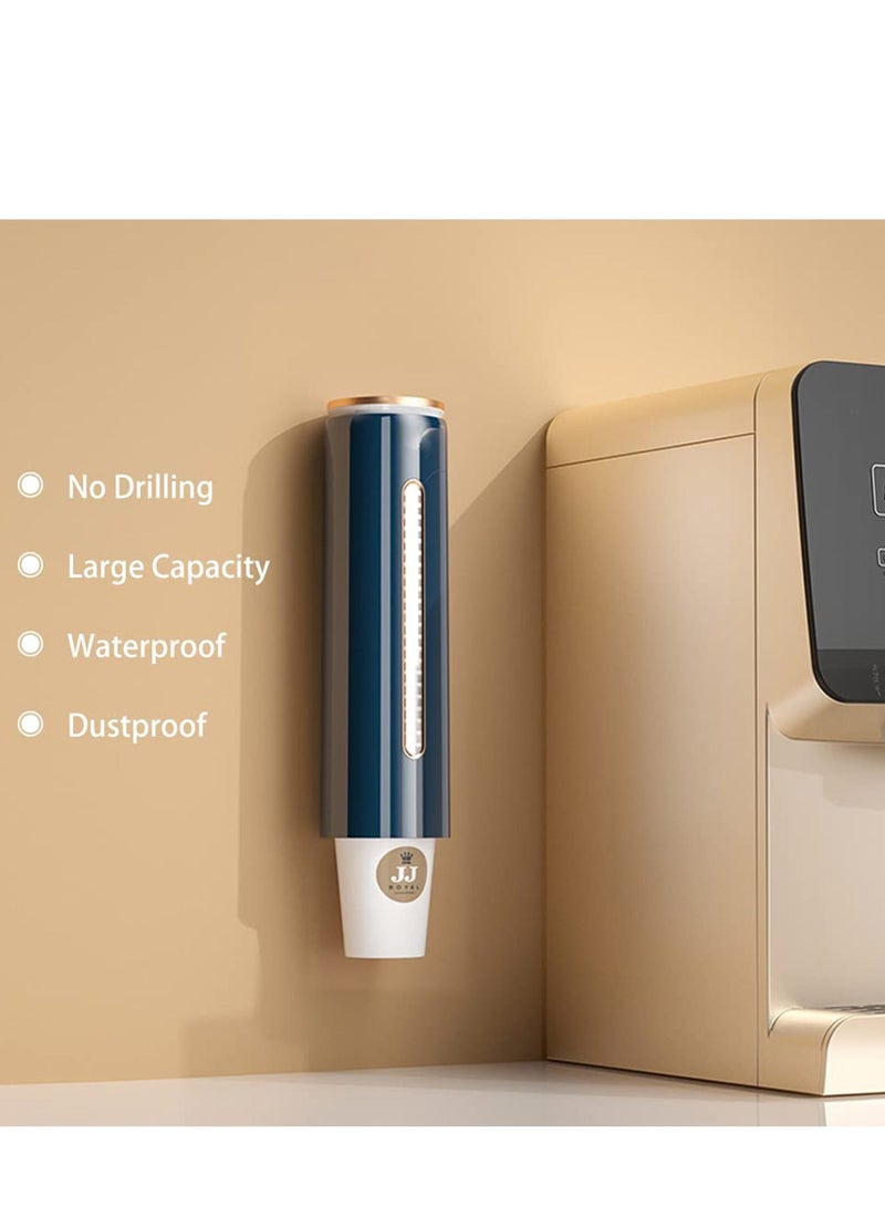 Cup Dispenser Wall Mounted Pull Type Water Cooler Cup Holder Fit 4oz 7oz Disposable Cups Water Cup Holder Dustproof Plastic for 45Pcs Disposable Paper Cups and Paper Cones blue - Image 2