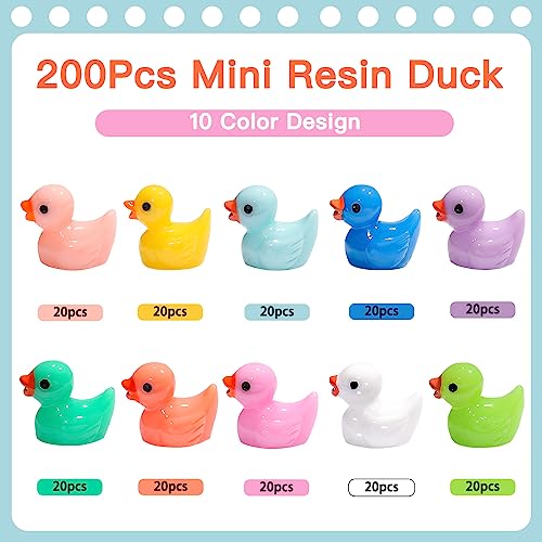 DULEFUN 200pcs Tiny Ducks 10 Colors Little Duck Figures Mini Resin Ducks Plastic Small Miniature Ducks Bulk for Dollhouse Decor Micro Fairy Garden Landscape Aquarium Tiny Toys - Image 5