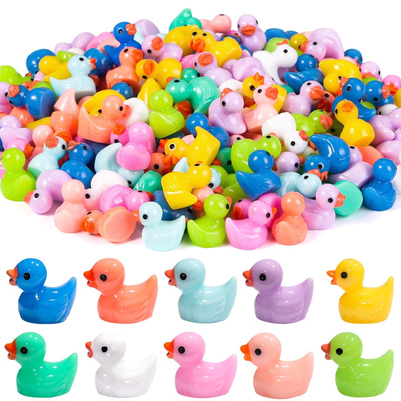 DULEFUN 200pcs Tiny Ducks 10 Colors Little Duck Figures Mini Resin Ducks Plastic Small Miniature Ducks Bulk for Dollhouse Decor Micro Fairy Garden Landscape Aquarium Tiny Toys - Image 3