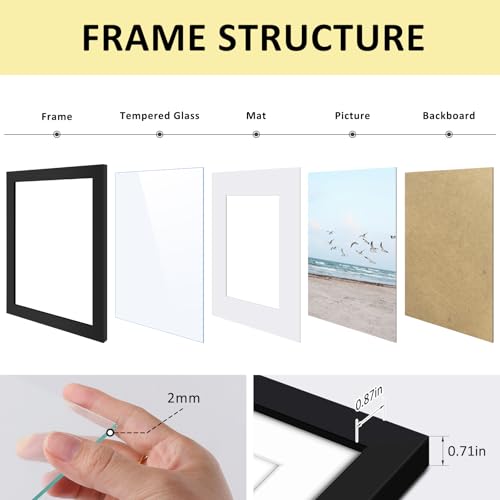Frametory 16x20 Picture Frame for Wall, Display Picture 11x14 with Mat or 16x20 Without Mat, Gifts for Family(Black, 1 Pack) - Image 4